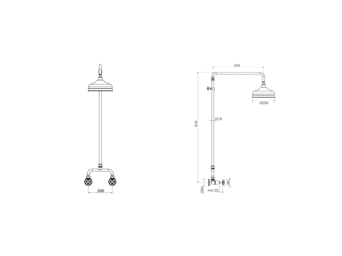 Reece Posh Canterbury Exposed Shower Set Cross Handles Chrome (3 Star)
