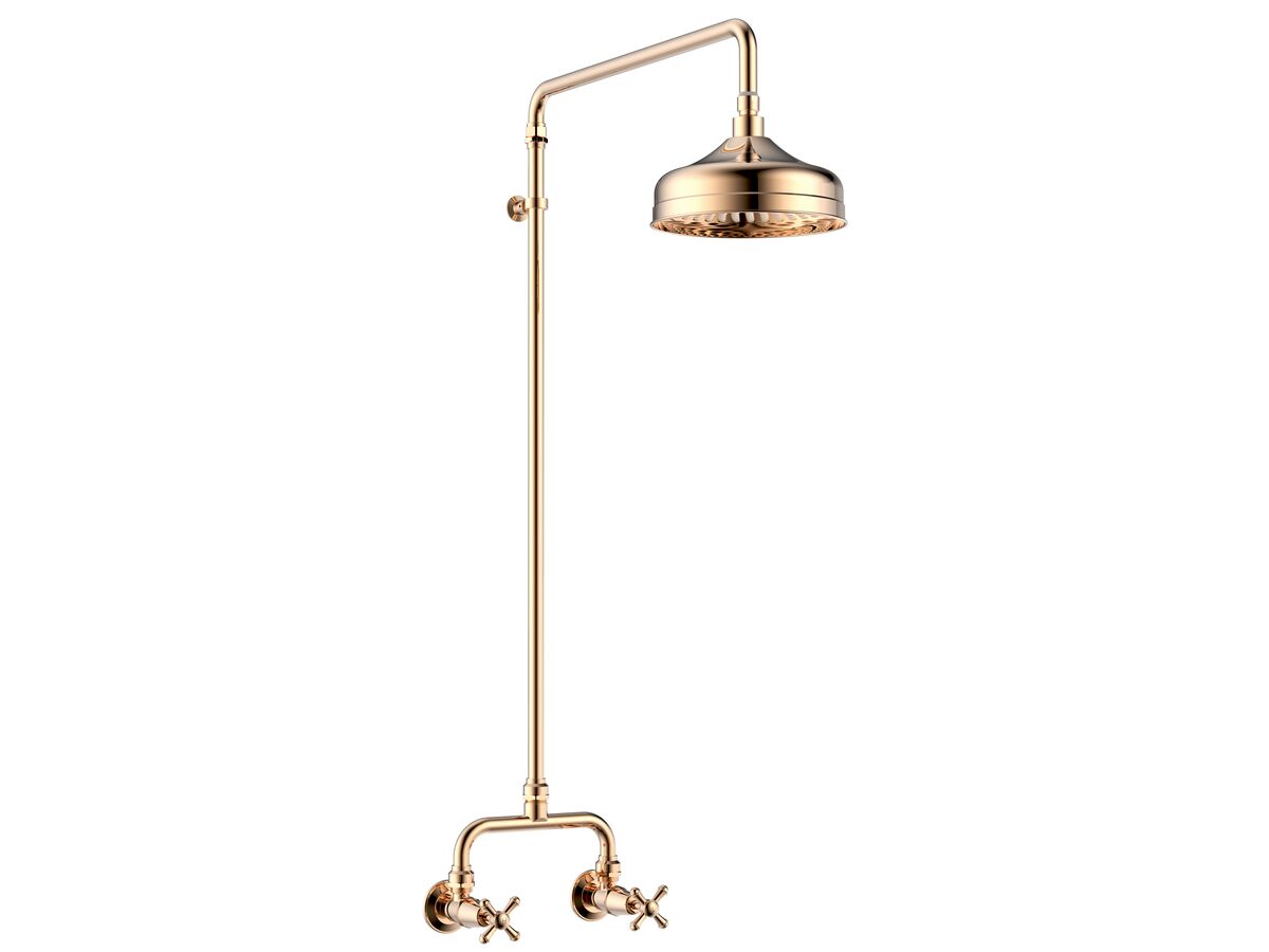 reece Posh Canterbury Exposed Shower Set Cross Handles Polished Brass Gold (3 Star)