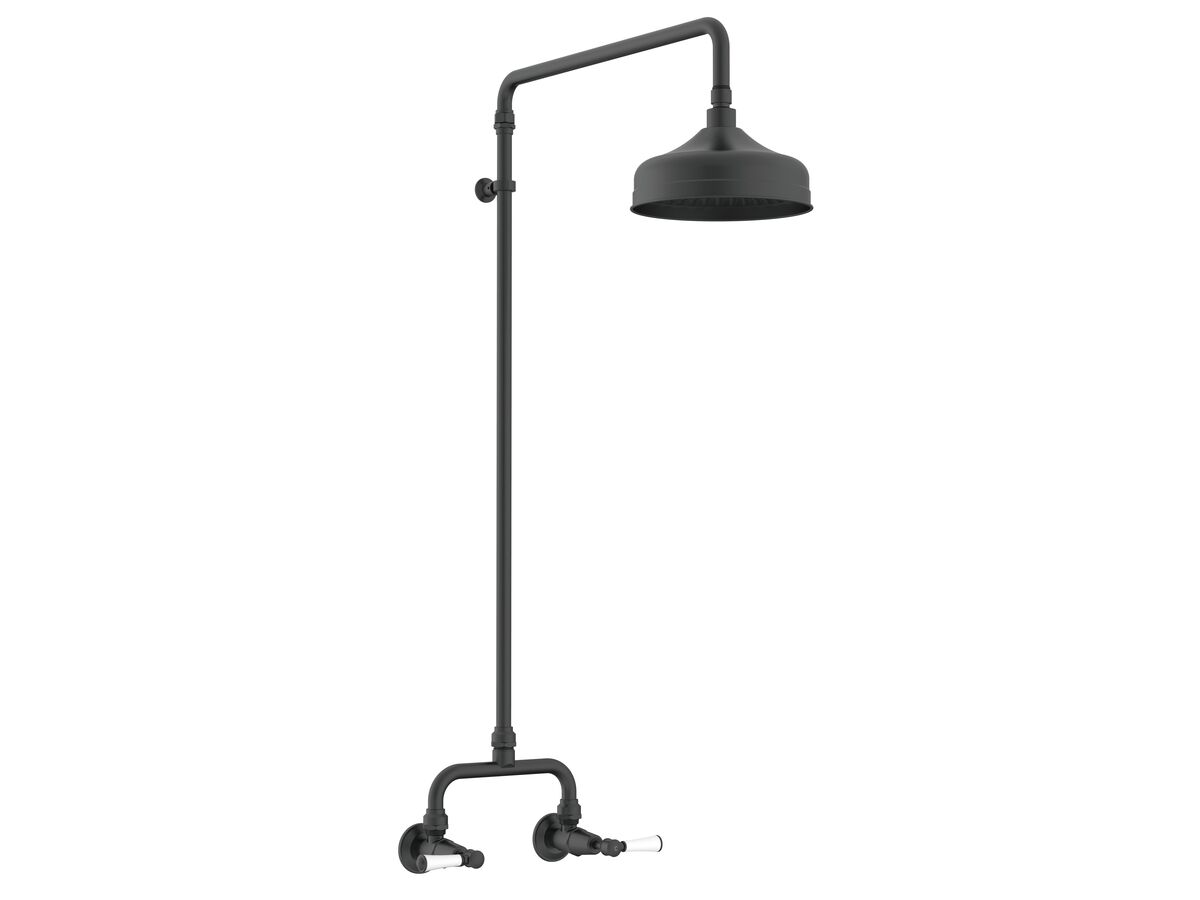 reece Posh Canterbury Exposed Shower Set Lever Porcelain Handles Matte Black (3 Star)