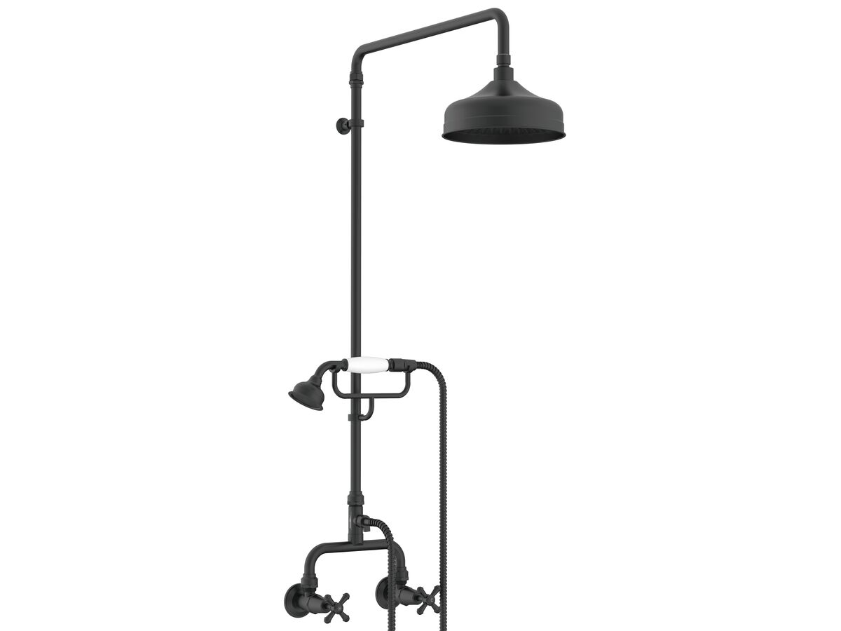 reece Posh Canterbury Exposed Twin Telephone Shower Set Cross Handles Matte Black (3 Star)