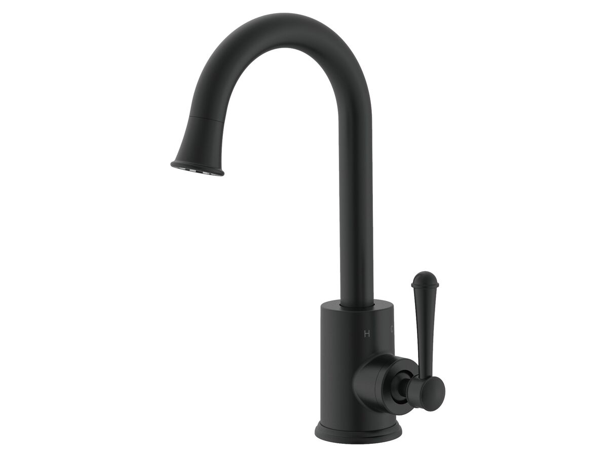 reece Posh Canterbury Gooseneck Basin Mixer Tap Matte Black (4 Star) Lead Free