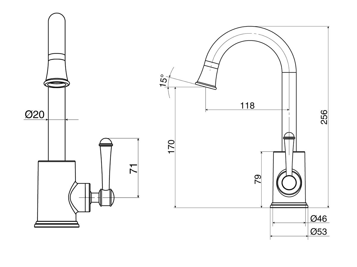 Reece Posh Canterbury Gooseneck Basin Mixer Tap Polished Brass Gold (4 Star)