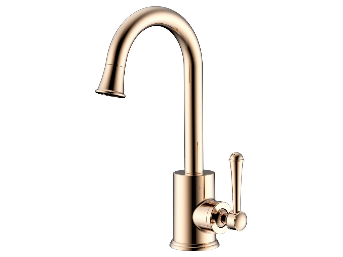 reece Posh Canterbury Gooseneck Basin Mixer Tap Polished Brass Gold (4 Star)