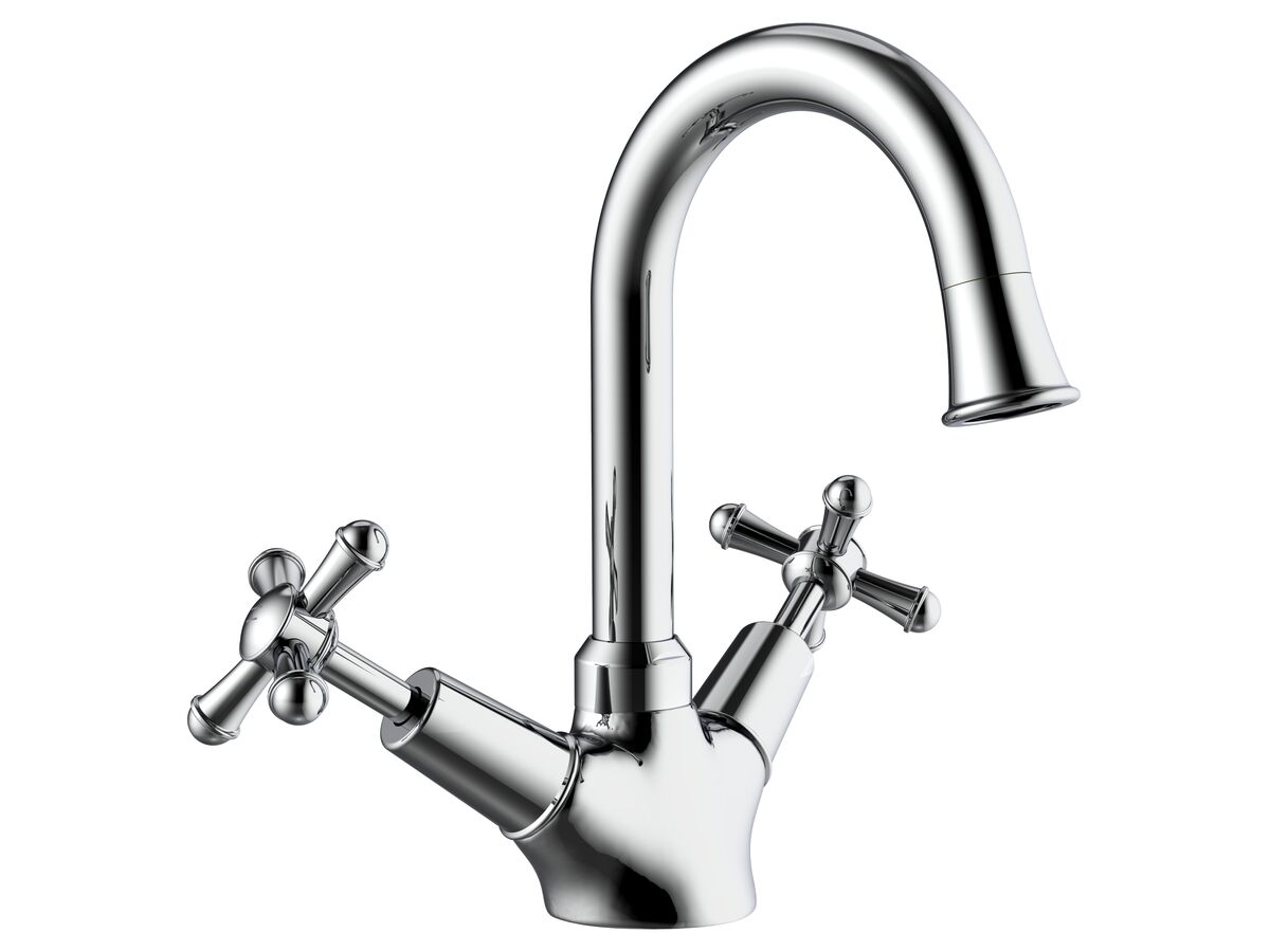 reece Posh Canterbury Gooseneck Basin Twinner Cross Handles Chrome (4 Star)