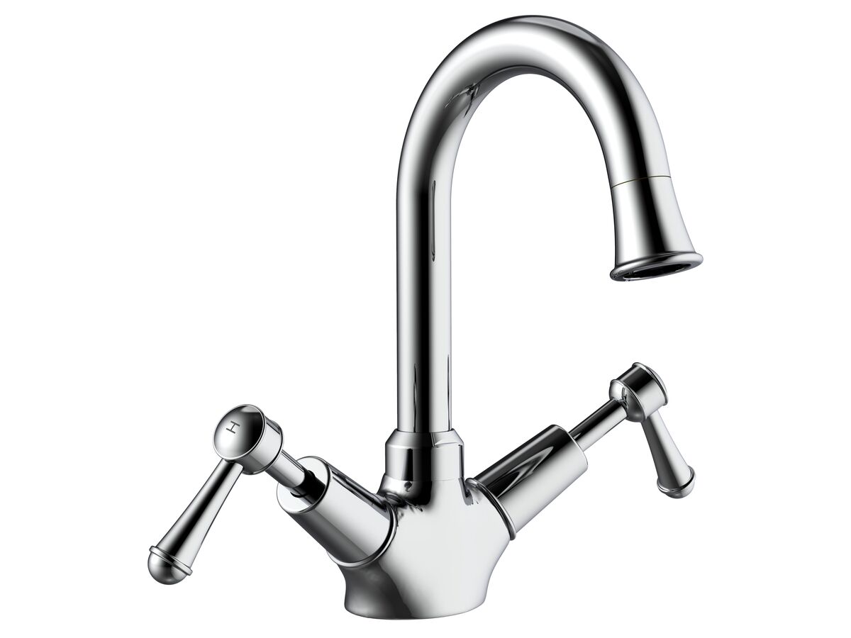 reece Posh Canterbury Gooseneck Basin Twinner Lever Handles Chrome (4 Star)