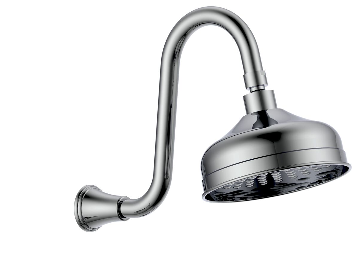 reece Posh Canterbury Gooseneck Shower Arm & Rose Chrome (3 Star)