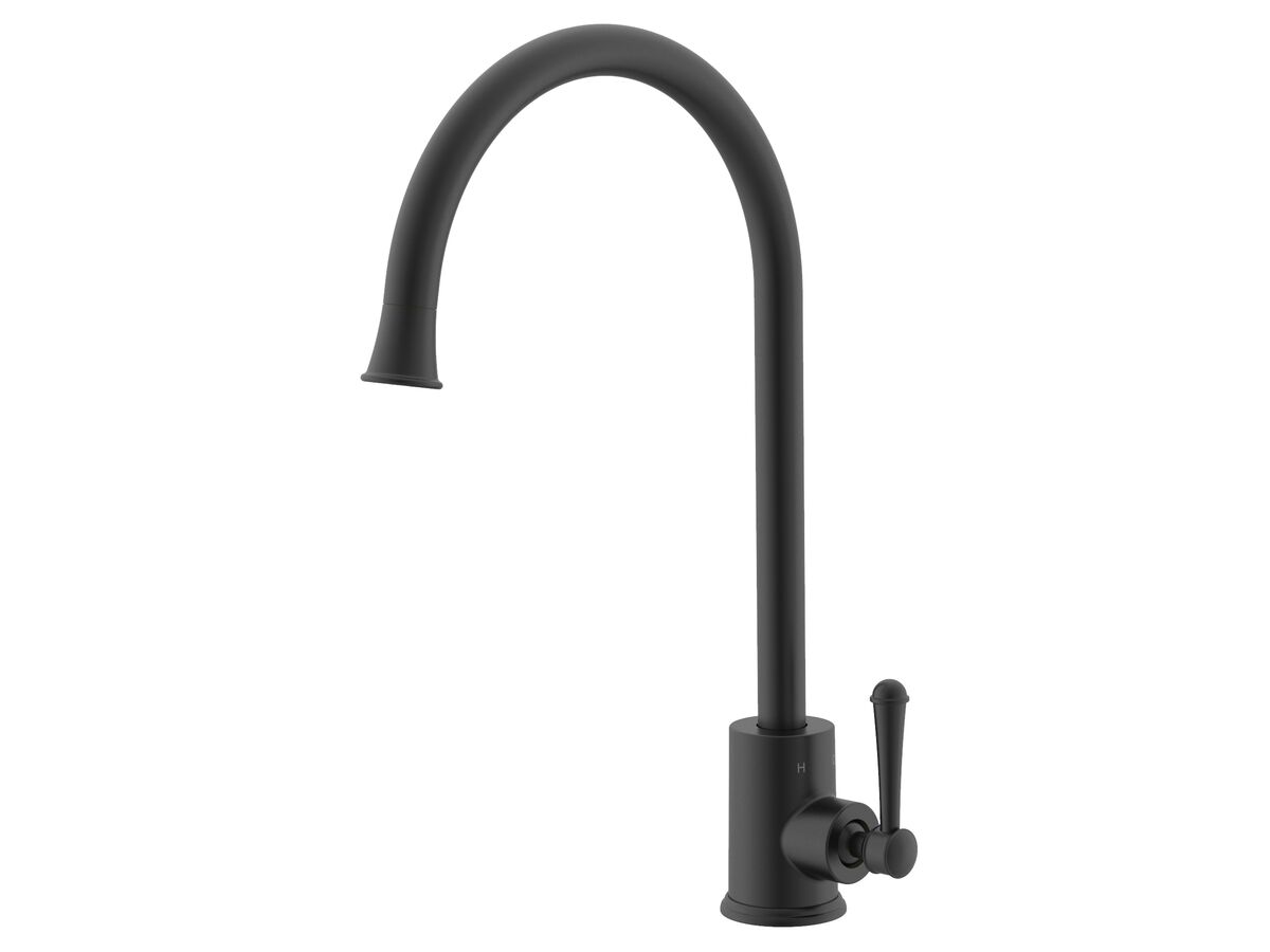 reece Posh Canterbury Gooseneck Sink Mixer Tap Large Matte Black (4 Star) Lead Free
