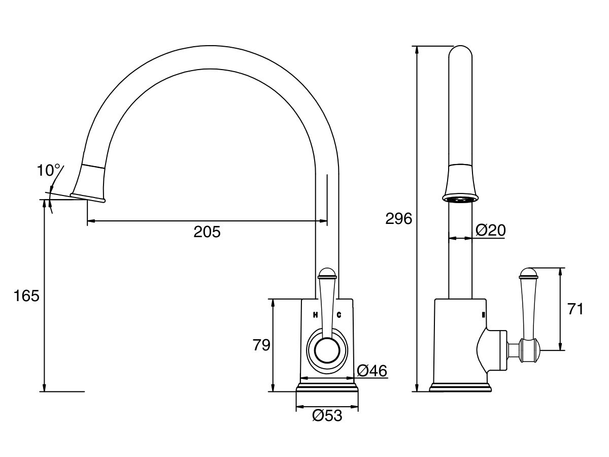 Reece Posh Canterbury Gooseneck Sink Mixer Tap Small Matte Black (4 Star) Lead Free