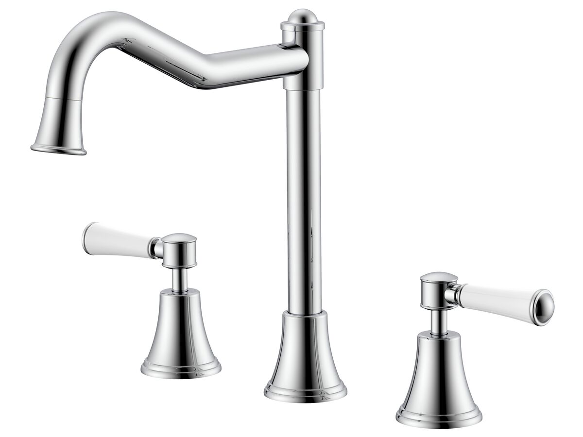 reece Posh Canterbury Hob English Sink Set Lever Porcelain Handles Chrome (4 Star)