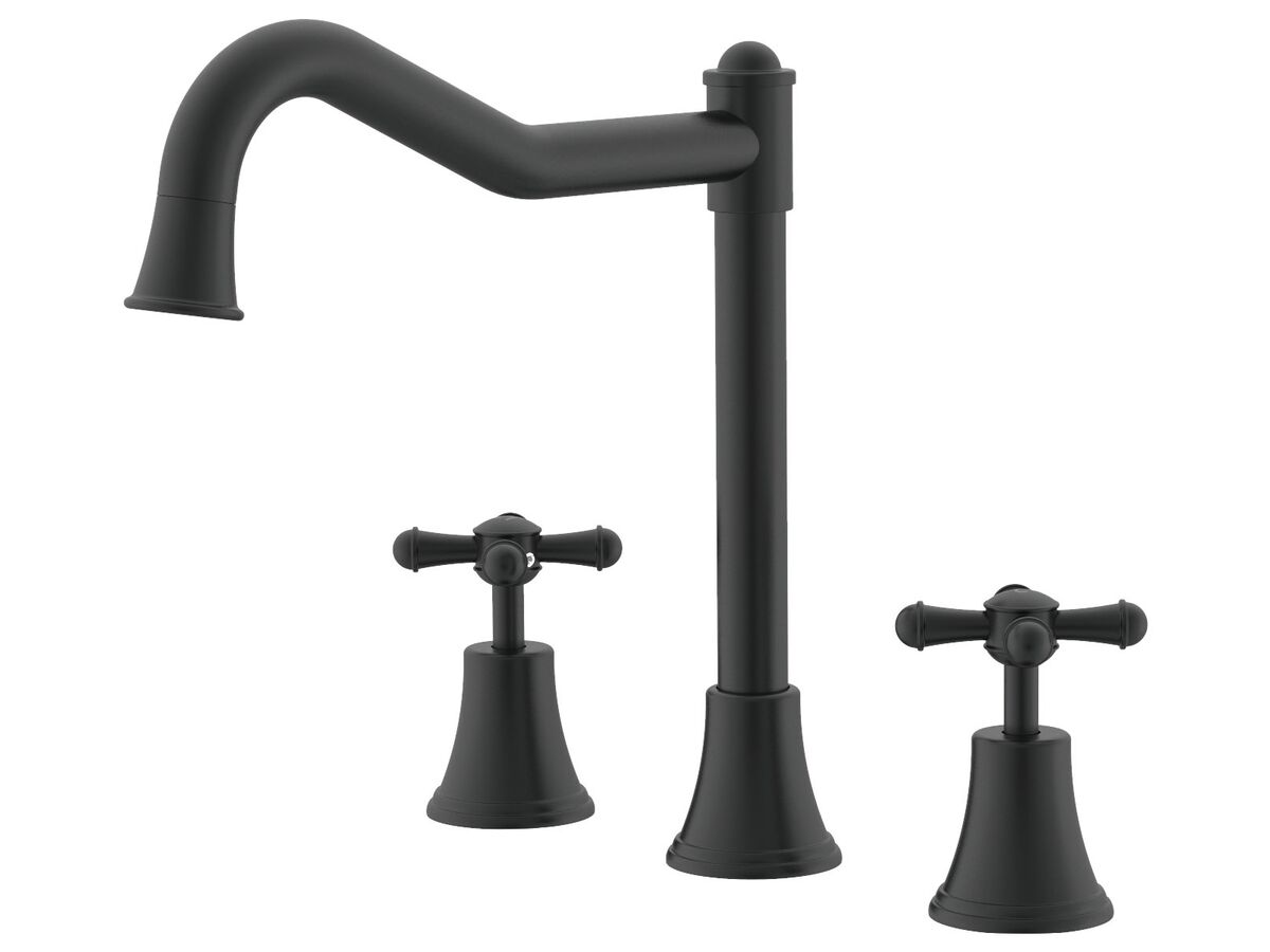 reece Posh Canterbury Hob English Spa Set Cross Handles Matte Black