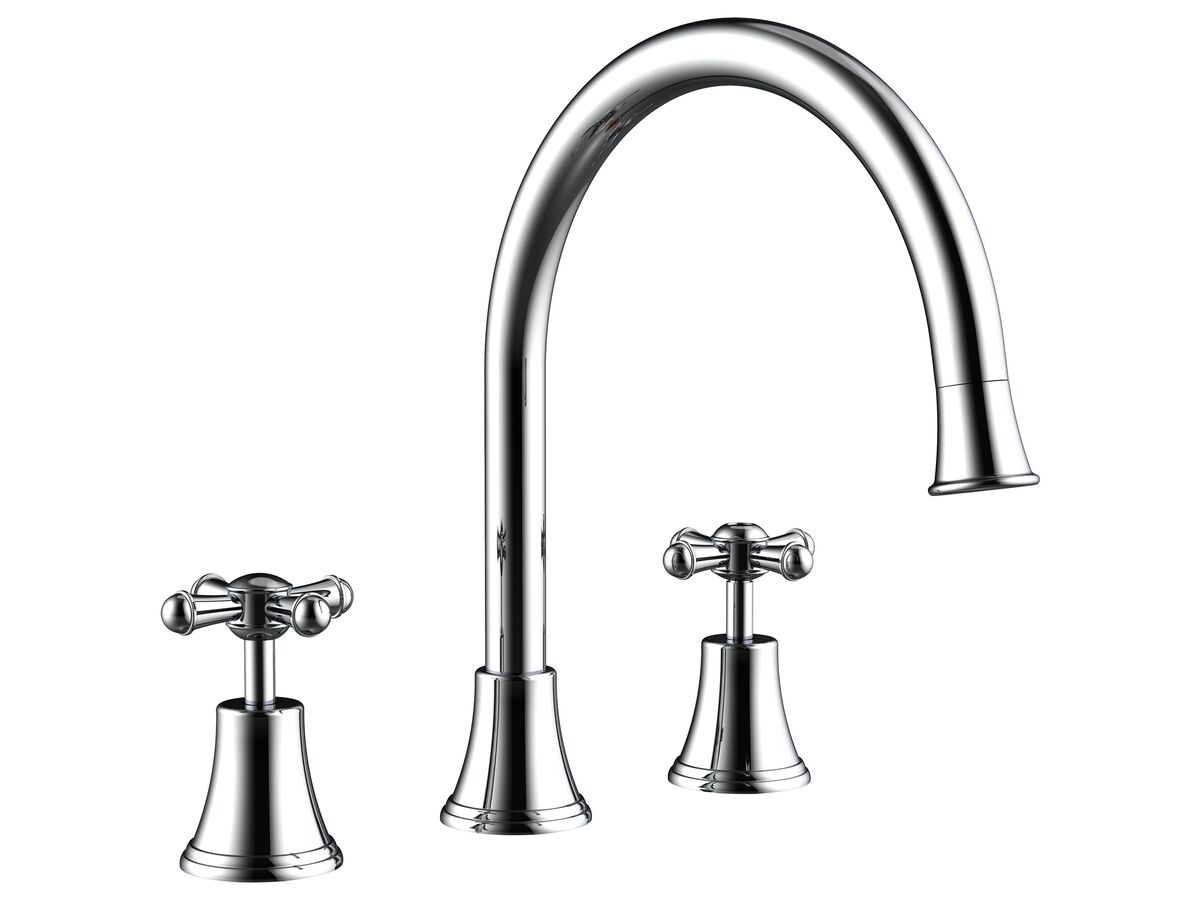 reece Posh Canterbury Hob Gooseneck Spa Set Cross Handles Chrome