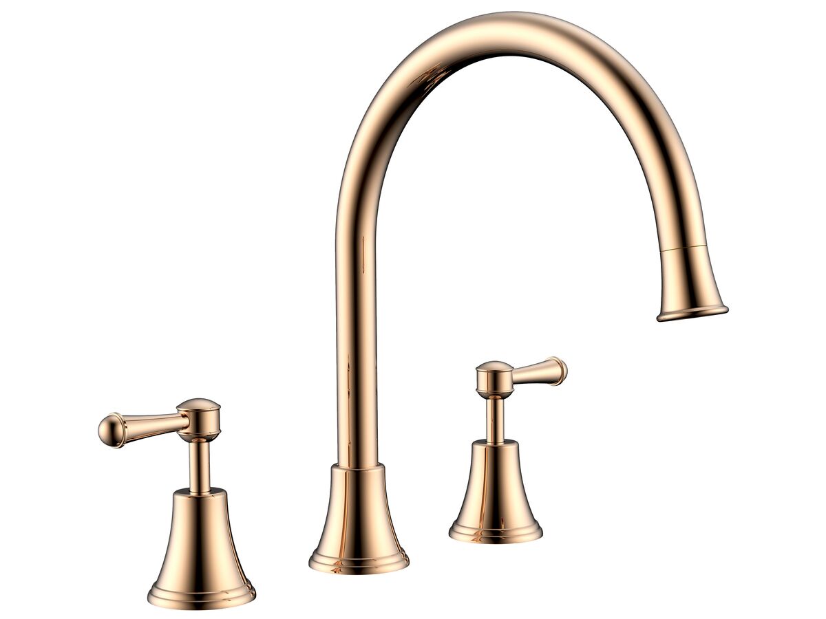 reece Posh Canterbury Hob Gooseneck Spa Set Lever Handles Polished Brass Gold