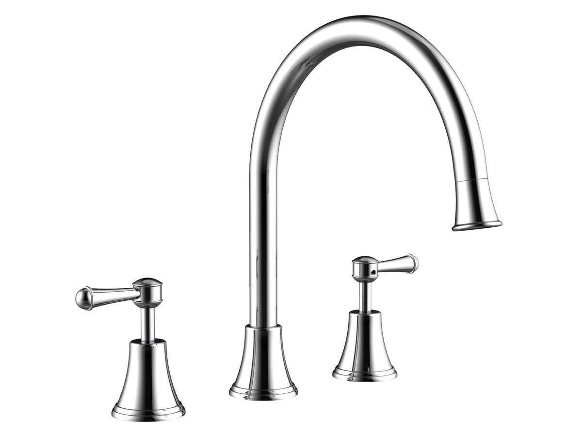 reece Posh Canterbury Hob Gooseneck Spa Set Lever Handles Chrome