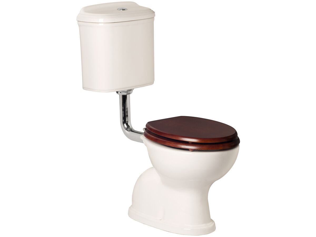 reece Posh Canterbury Low Level Toilet Suite with Oak Cherry Seat White (4 Star)