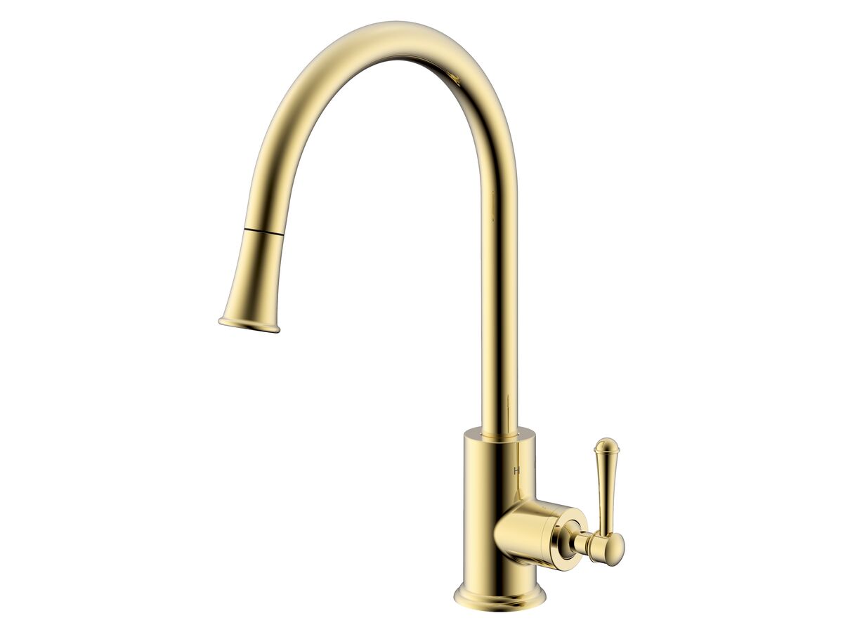 reece Posh Canterbury Pull Out Sink Mixer Polished Brass Gold (4 Star) Lead Free