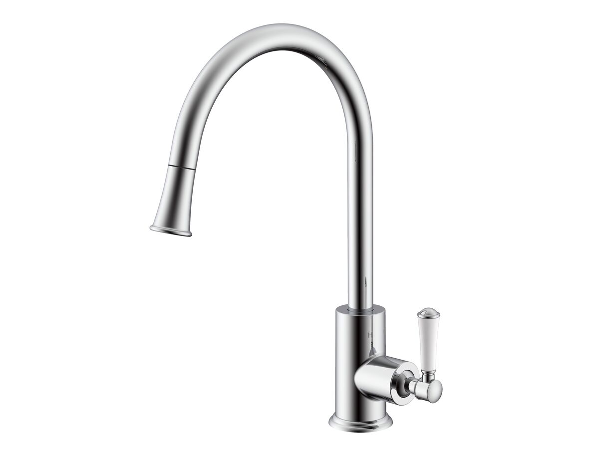 reece Posh Canterbury Pull Out Sink Mixer Porcelain Handle Chrome (4 Star) Lead Free