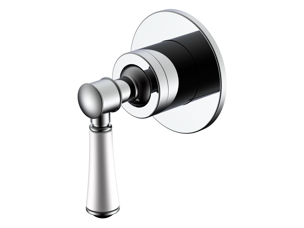 reece Posh Canterbury Shower Mixer with Porcelain Handle and Small Cover Plate Chrome