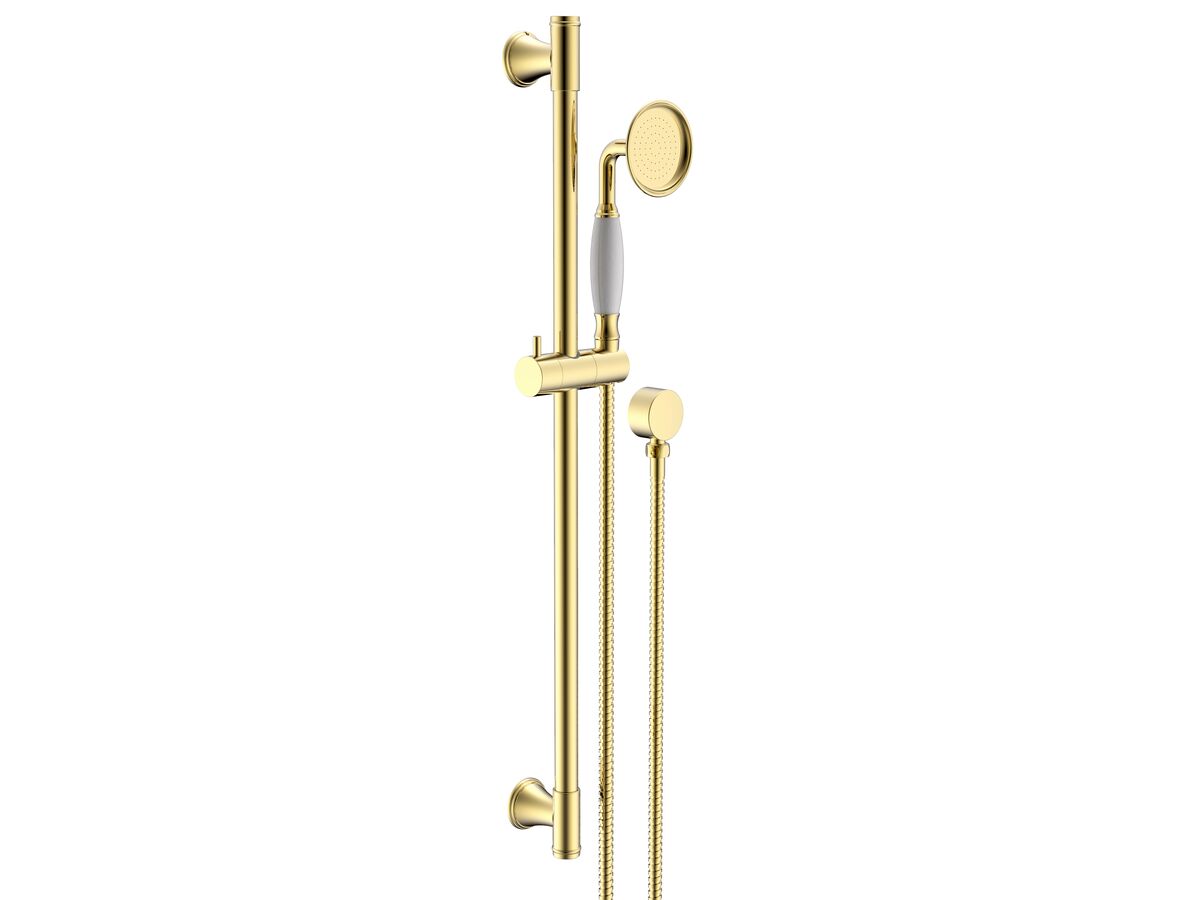 reece Posh Canterbury Single Rail Shower with Wall Water Inlet Polished Brass Gold (3 Star)