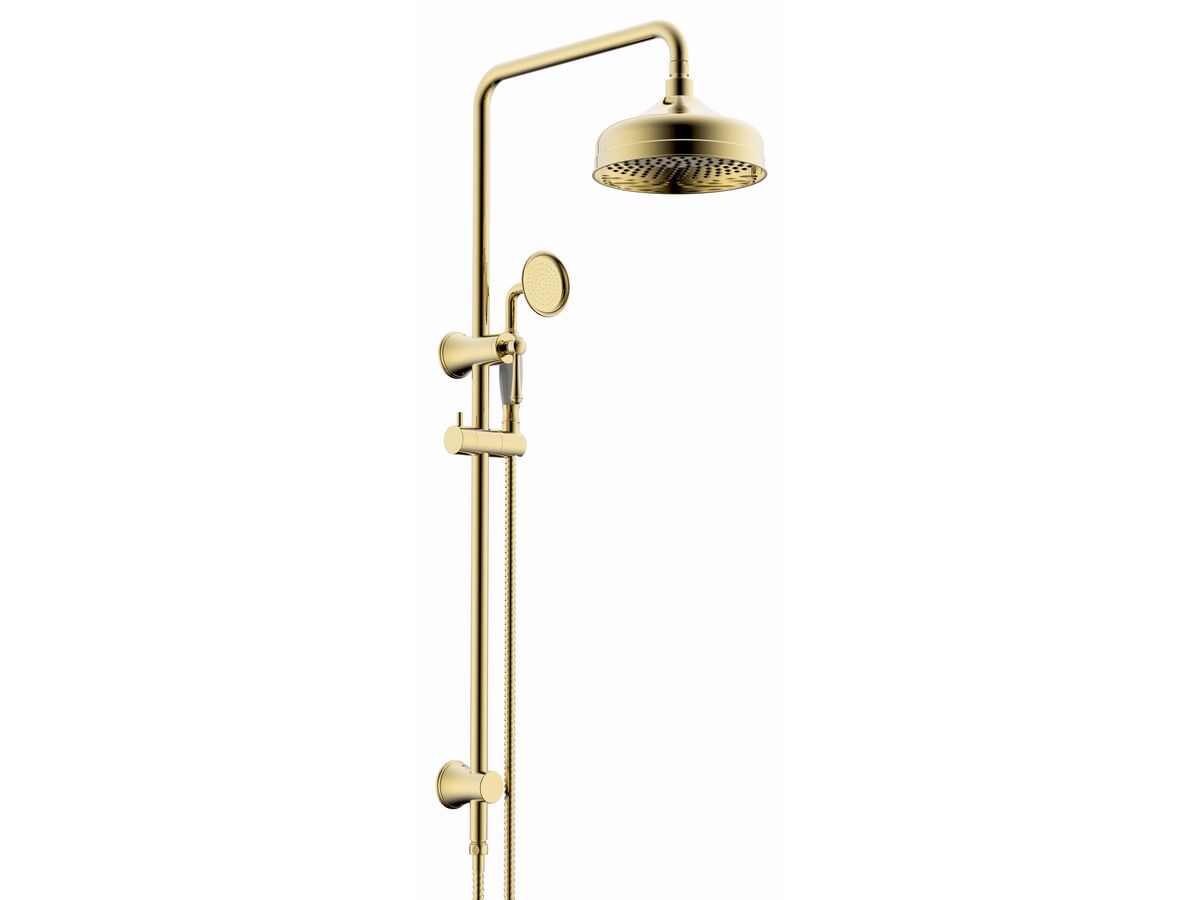 reece Posh Canterbury Twin Rail Shower with Top Rail Water Inlet Polished Brass Gold (3 Star)