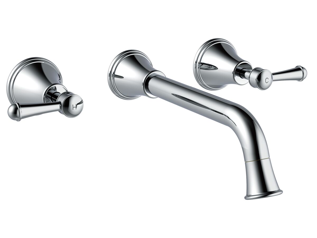 Reece Posh Canterbury Wall Basin Set 220mm Lever Handles Chrome (4 Star)
