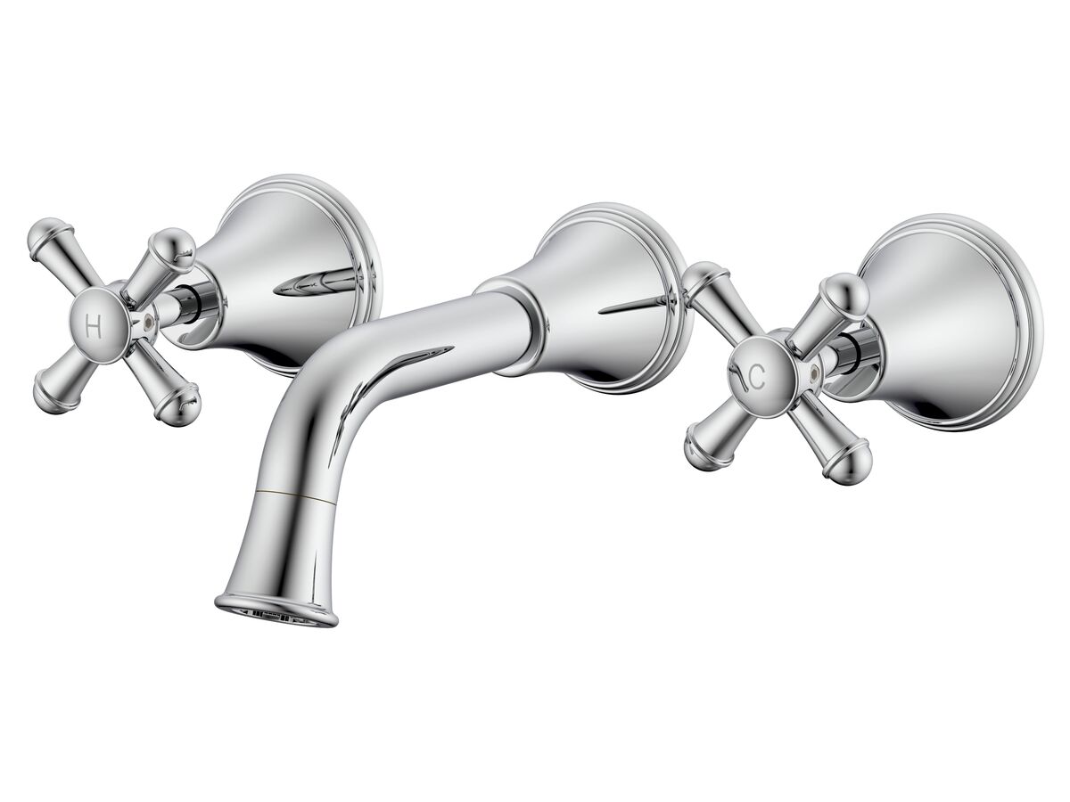 reece Posh Canterbury Wall Bath Set 150mm Cross Handles Chrome