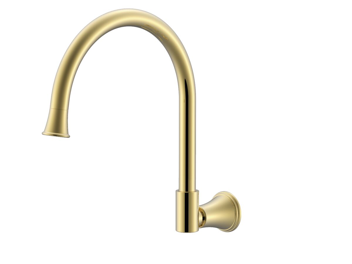 reece Posh Canterbury Wall Gooseneck Sink Outlet Only Polished Brass Gold (4 Star) Lead Free