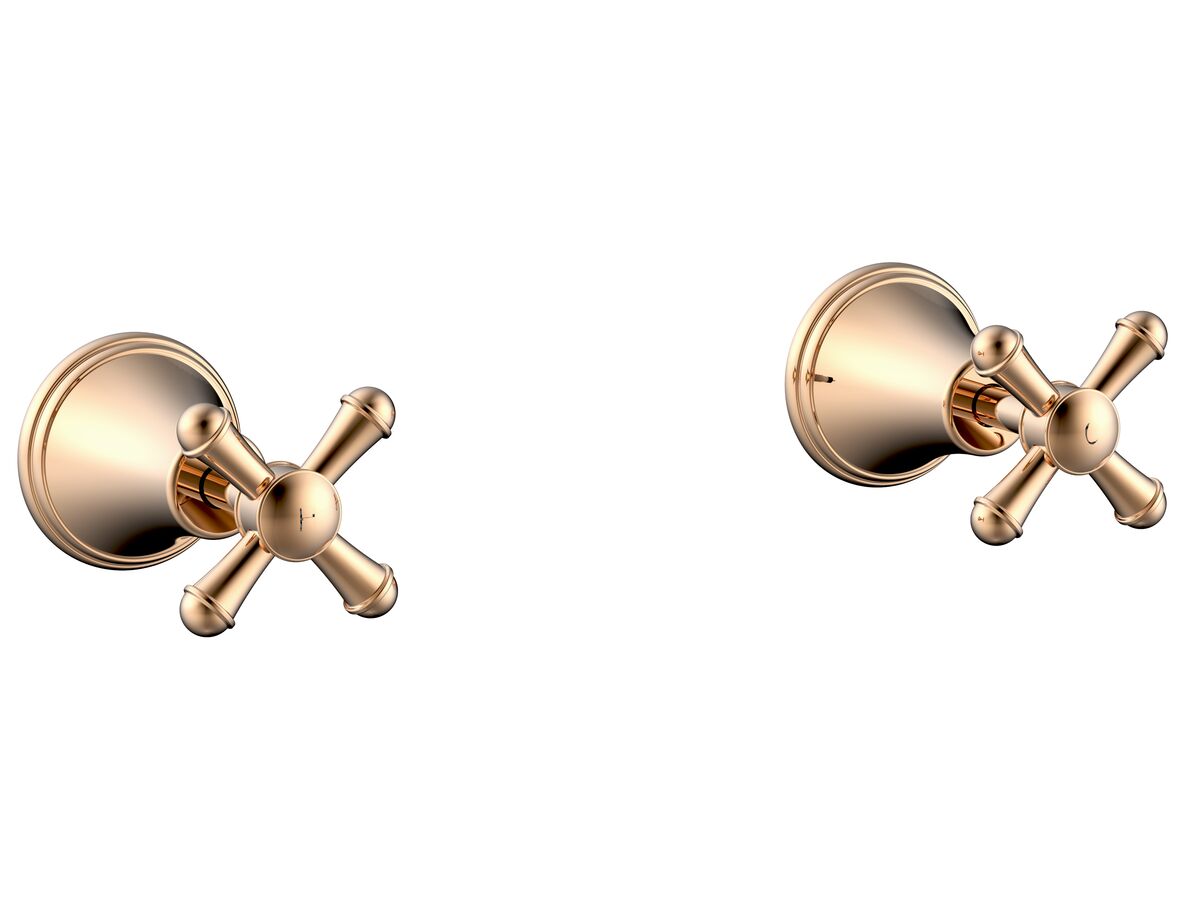 reece Posh Canterbury Wall Top Assemblies Cross Polished Brass Gold