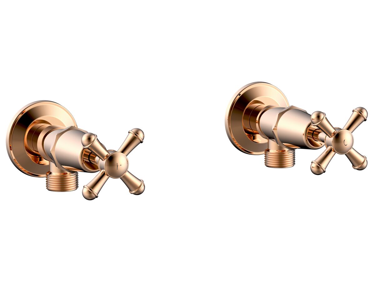 reece Posh Canterbury Washing Machine Stops Cross Polished Brass Gold