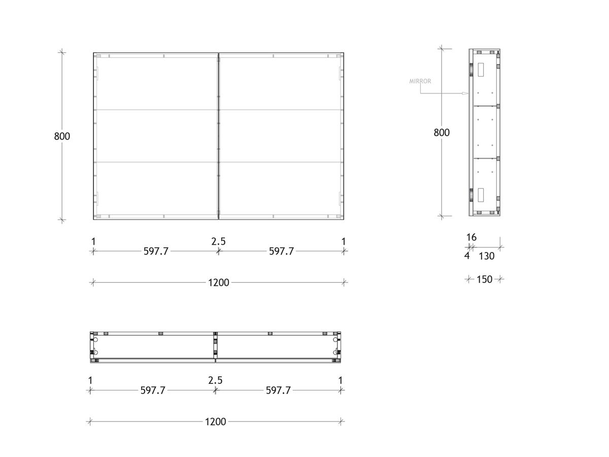 Reece Posh Domaine 1200mm X 800mm Shaving Cabinet Standard 2 Door