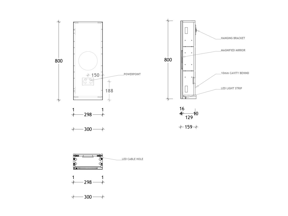 Reece Posh Domaine 300mm X 800mm Shaving Cabinet Standard 1 Door