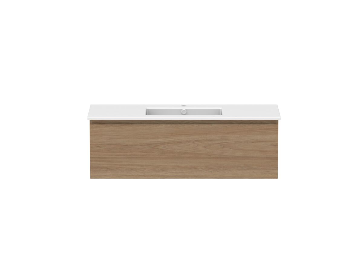 reece Posh Domaine All Drawer 1200mm Wall Hung Vanity Centre Basin Matte White Ceramic Top