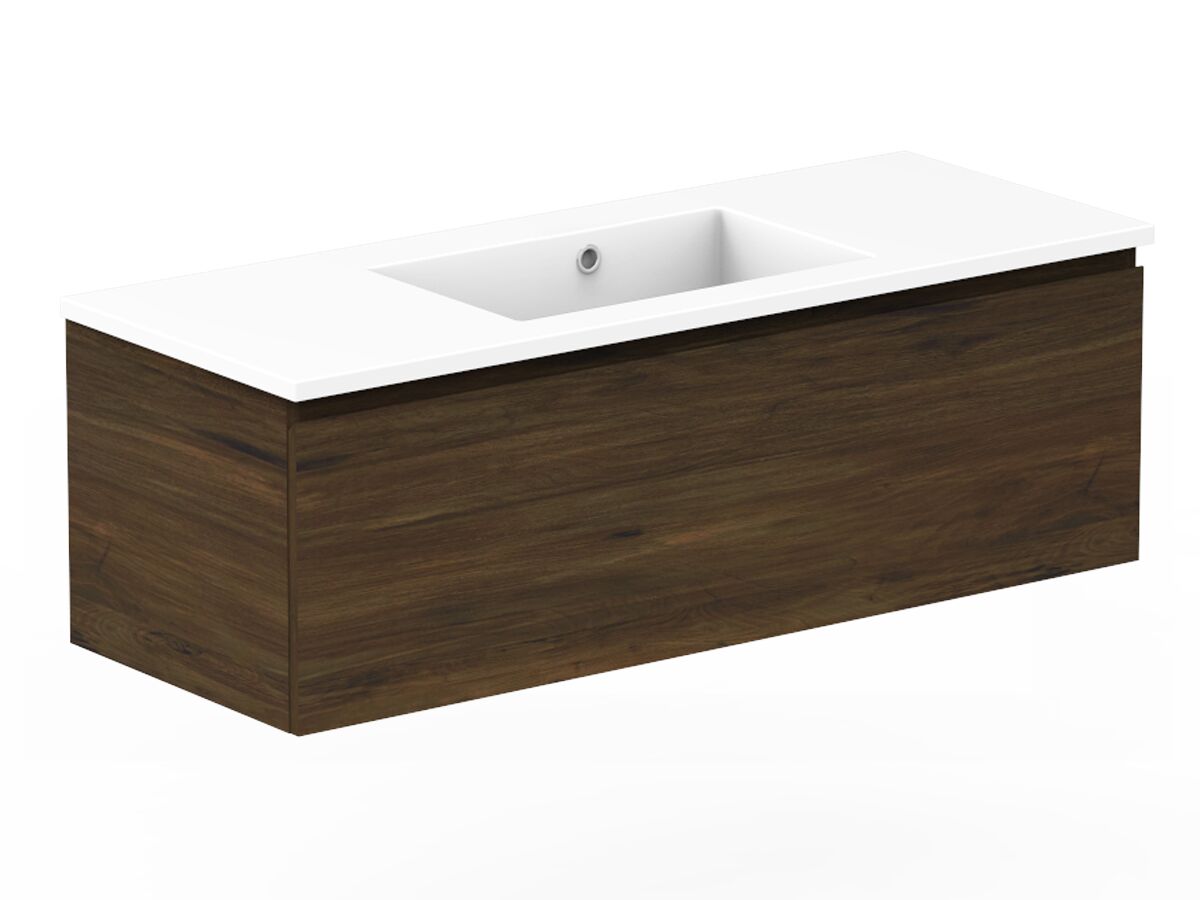 Reece Posh Domaine All Drawer 1200mm Wall Hung Vanity Centre Basin Cast Marble Top