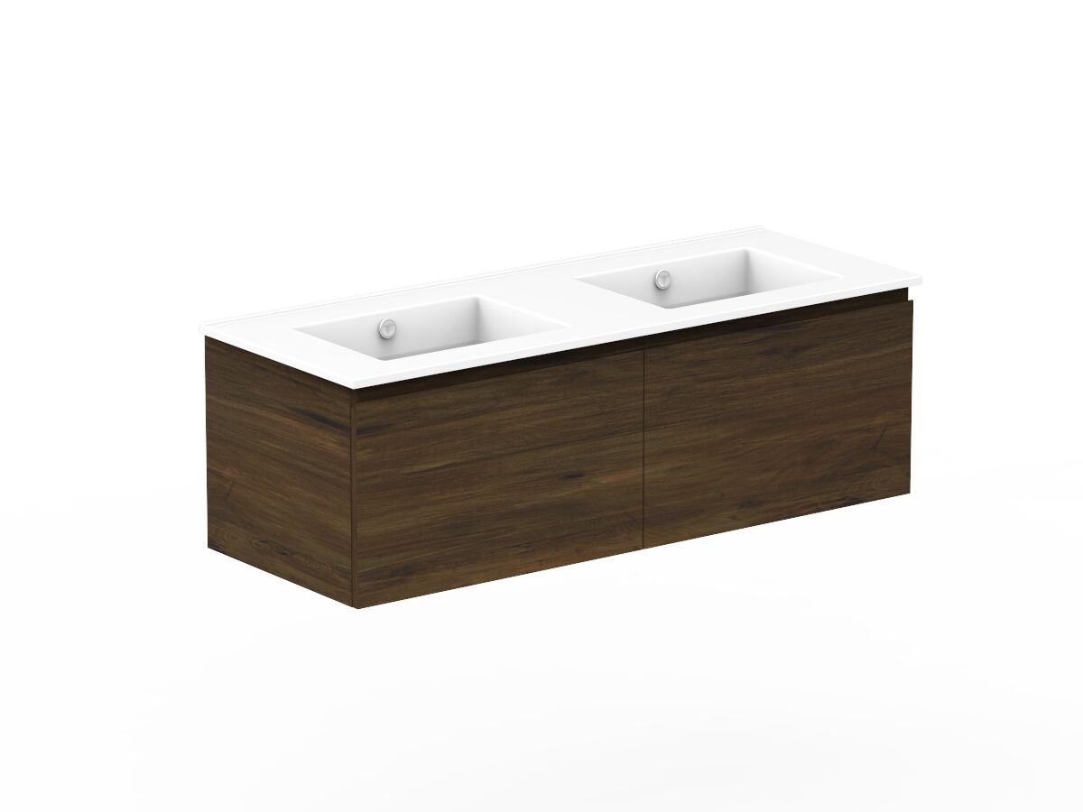 Reece Posh Domaine All Drawer 1200mm Wall Hung Vanity Double Basin Ceramic Top