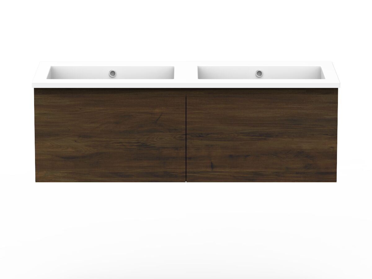 reece Posh Domaine All Drawer 1200mm Wall Hung Vanity Double Basin Cast Marble Top