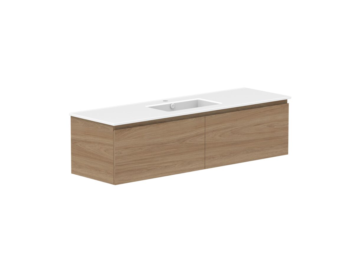 Reece Posh Domaine All Drawer 1500mm Wall Hung Vanity Centre Basin Matte White Ceramic Top