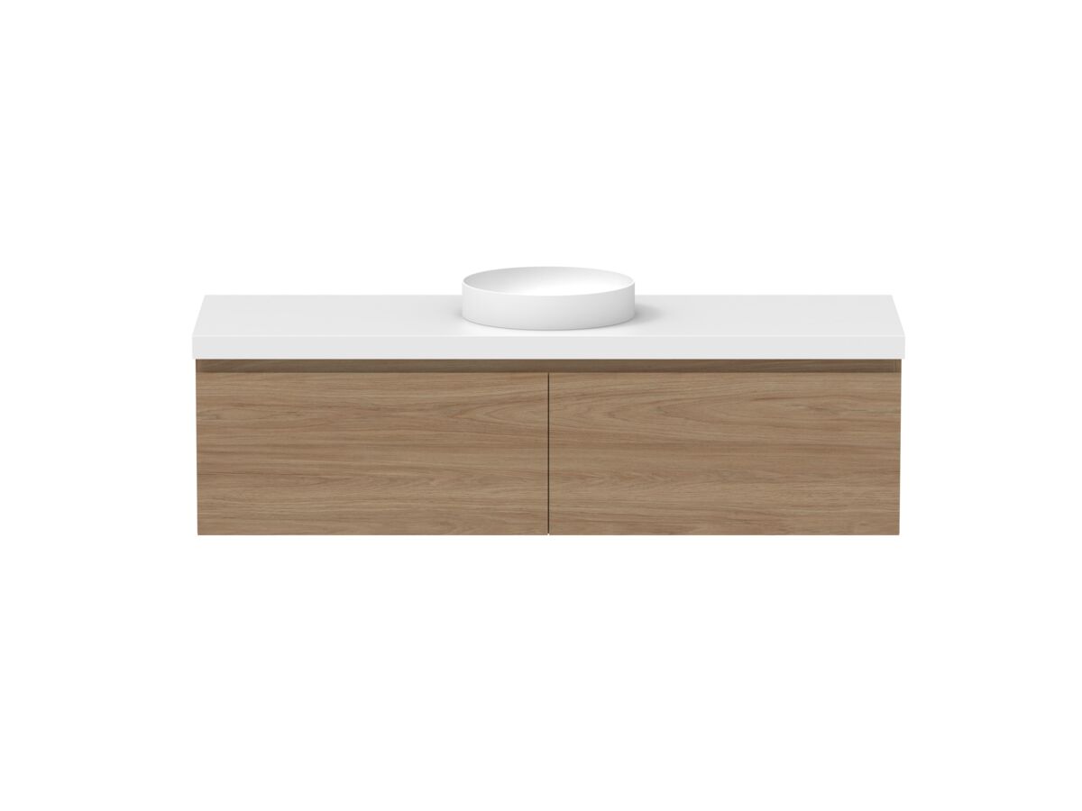 reece Posh Domaine All Drawer 1500mm Wall Hung Vanity Centre Basin 50mm Durasein Top