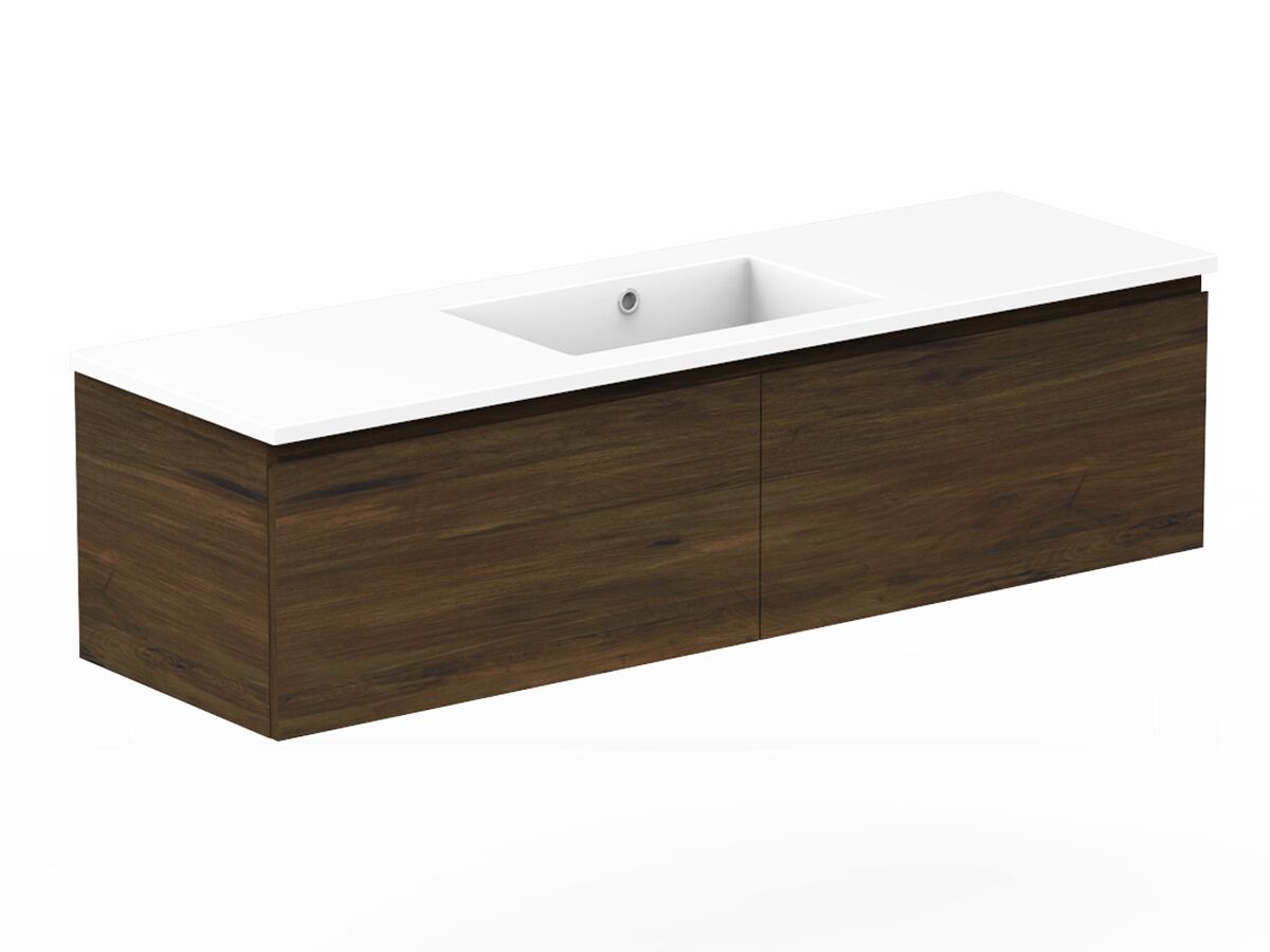 Reece Posh Domaine All Drawer 1500mm Wall Hung Vanity Centre Basin Cast Marble Top