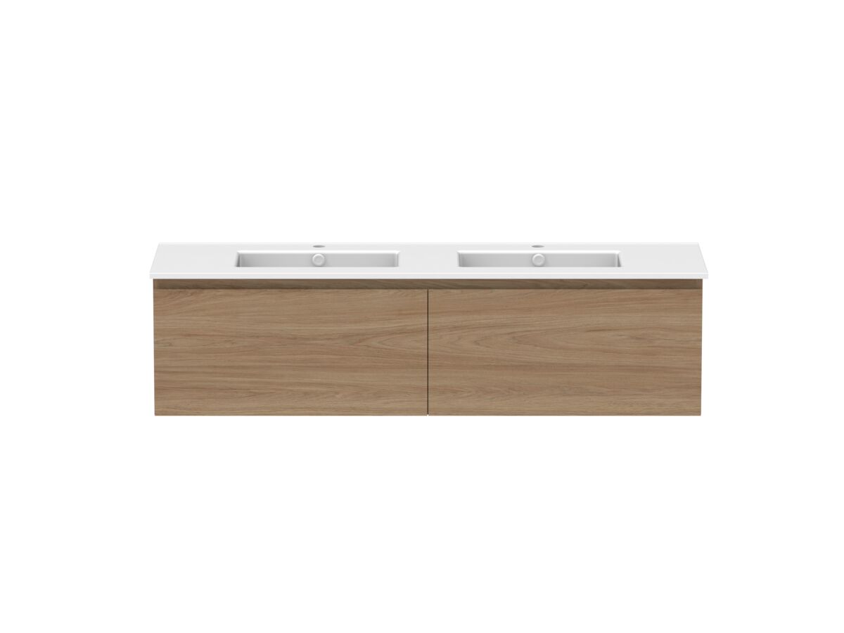 reece Posh Domaine All Drawer 1500mm Wall Hung Vanity Double Basin Matte White Ceramic Top