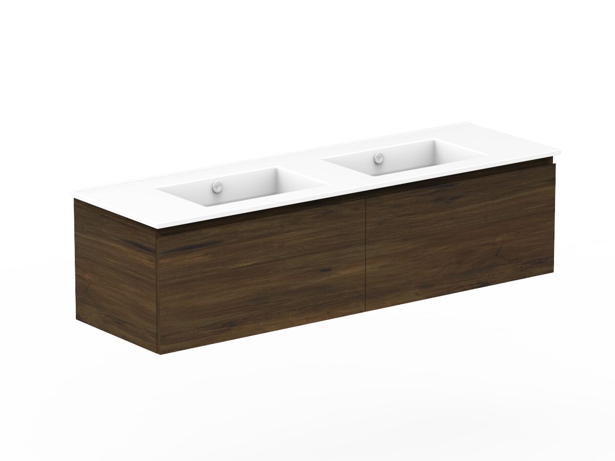 Reece Posh Domaine All Drawer 1500mm Wall Hung Vanity Double Basin Ceramic Top