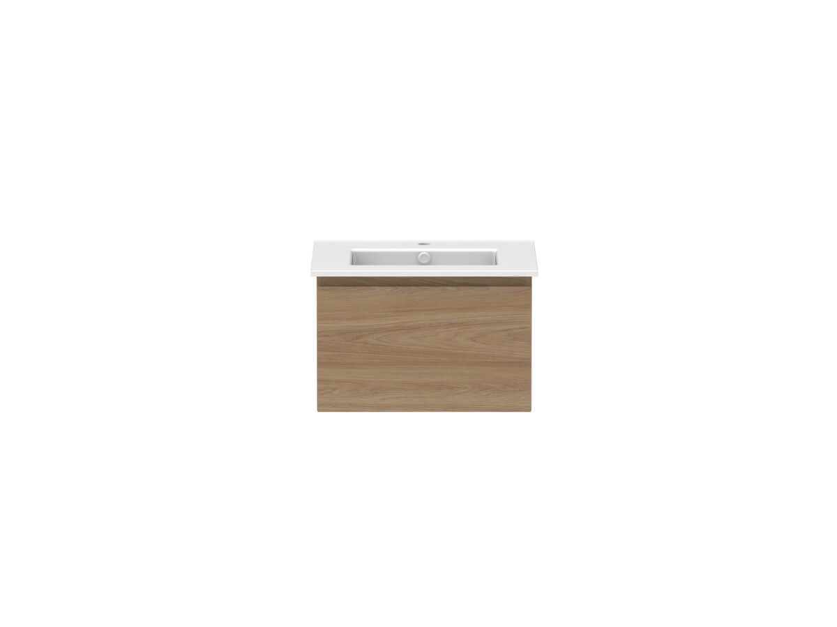 reece Posh Domaine All Drawer 600mm Wall Hung Vanity Centre Basin Matte White Ceramic Top