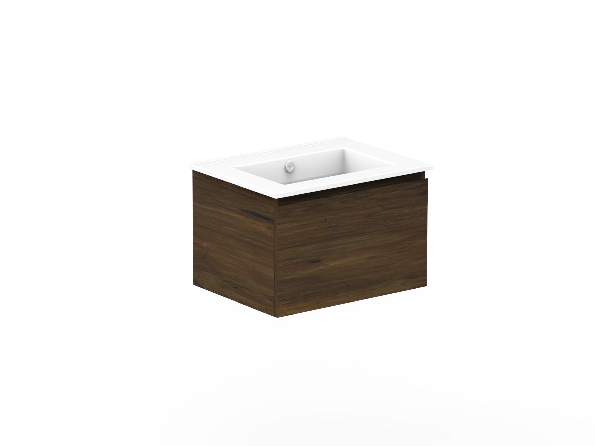 Reece Posh Domaine All Drawer 600mm Wall Hung Vanity Centre Basin Ceramic Top