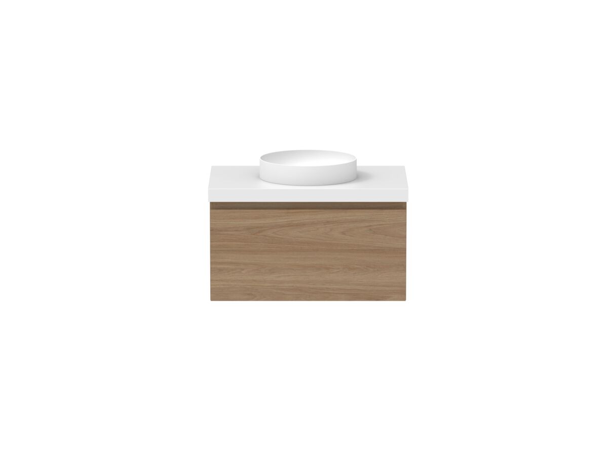 reece Posh Domaine All Drawer 750mm Wall Hung Vanity Centre Basin 50mm Cherry Pie Top