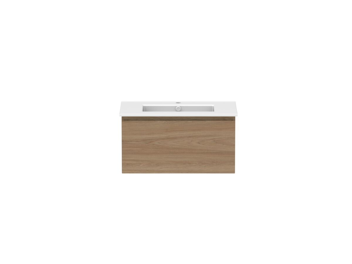 reece Posh Domaine All Drawer 750mm Wall Hung Vanity Centre Basin Matte White Ceramic Top