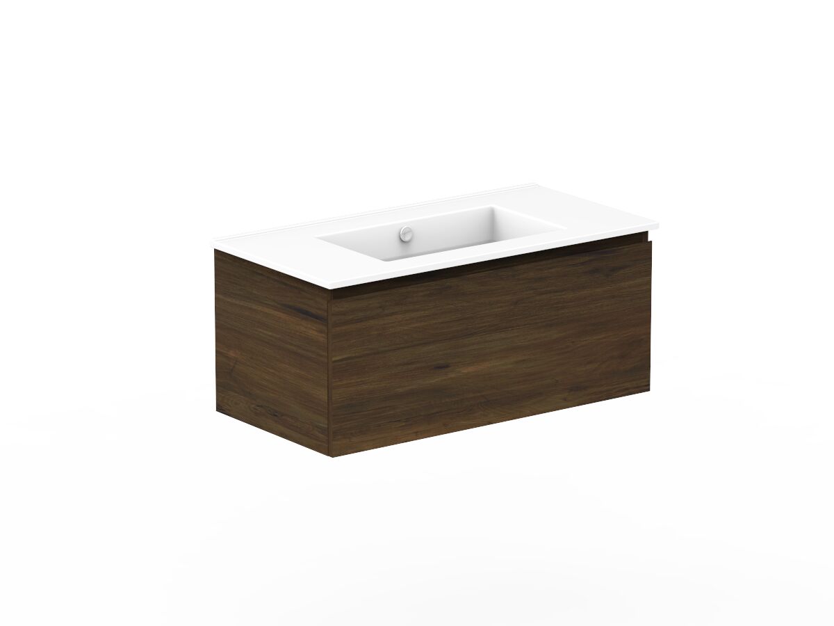 Reece Posh Domaine All Drawer 900mm Wall Hung Vanity Centre Basin Ceramic Top