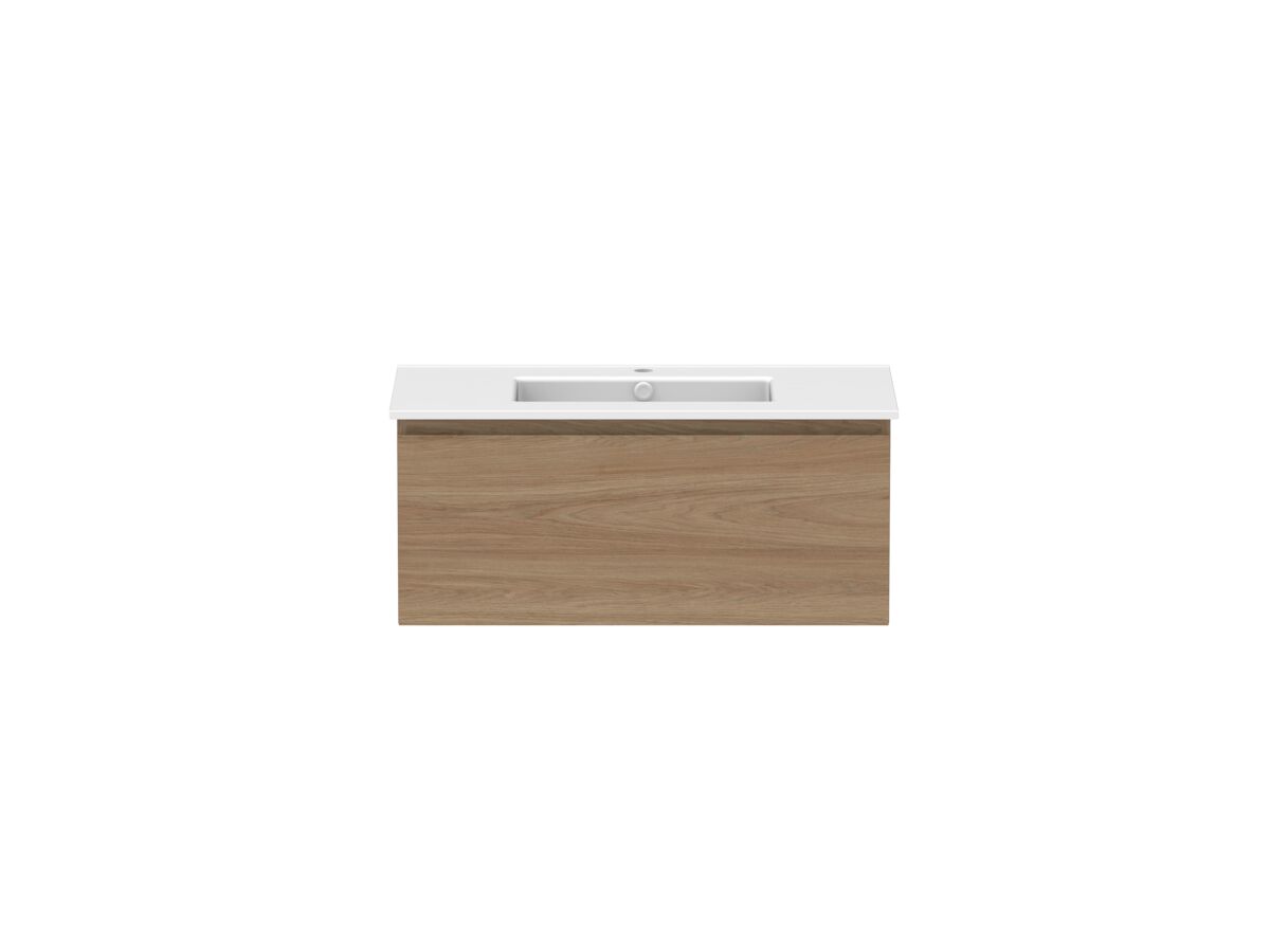 reece Posh Domaine All Drawer 900mm Wall Hung Vanity Centre Basin Matte White Ceramic Top