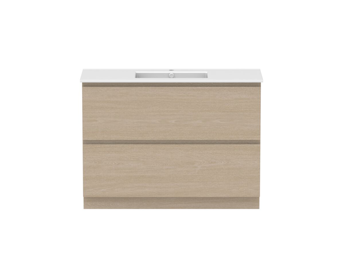 reece Posh Domaine All Drawer Twin 1200mm Floor Mounted Vanity Centre Basin Matte White Ceramic Top