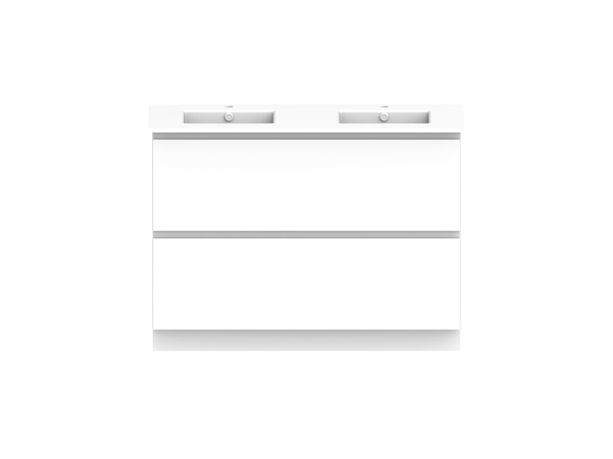 reece Posh Domaine All Drawer Twin 1200mm Floor Mounted Vanity Double Basin Ceramic Top