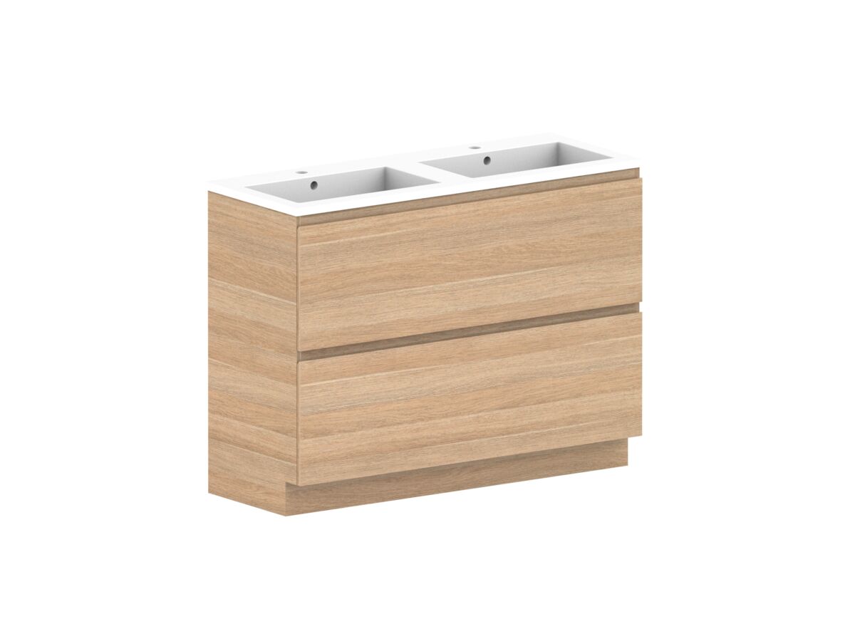 Reece Posh Domaine All Drawer Twin 1200mm Floor Mounted Vanity Double Basin Cast Marble Top