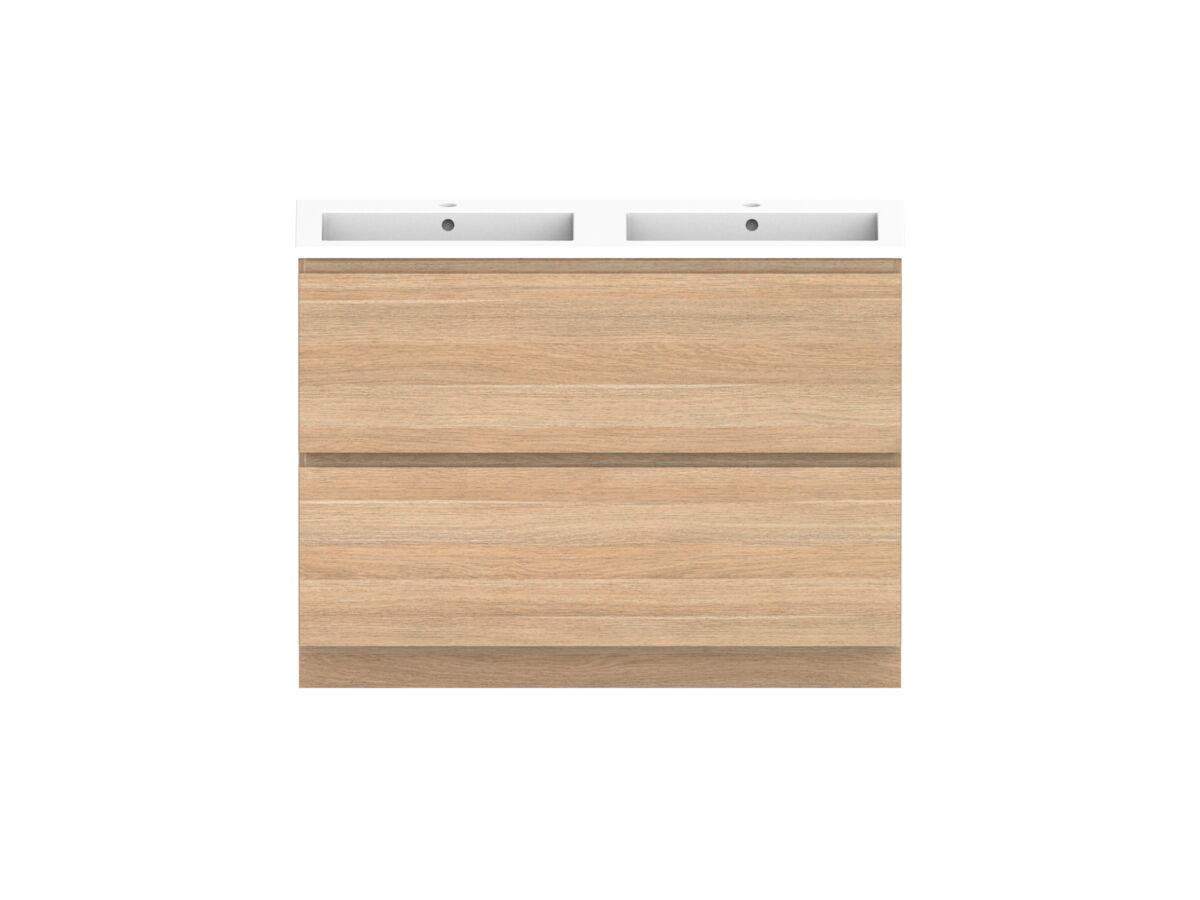 reece Posh Domaine All Drawer Twin 1200mm Floor Mounted Vanity Double Basin Cast Marble Top