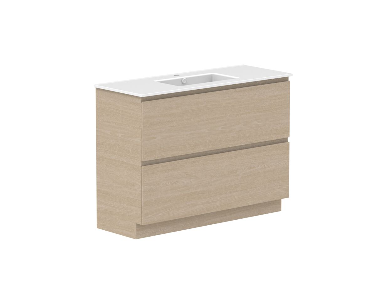 Reece Posh Domaine All Drawer Twin 1200mm Floor Mounted Vanity Centre Basin Matte White Ceramic Top